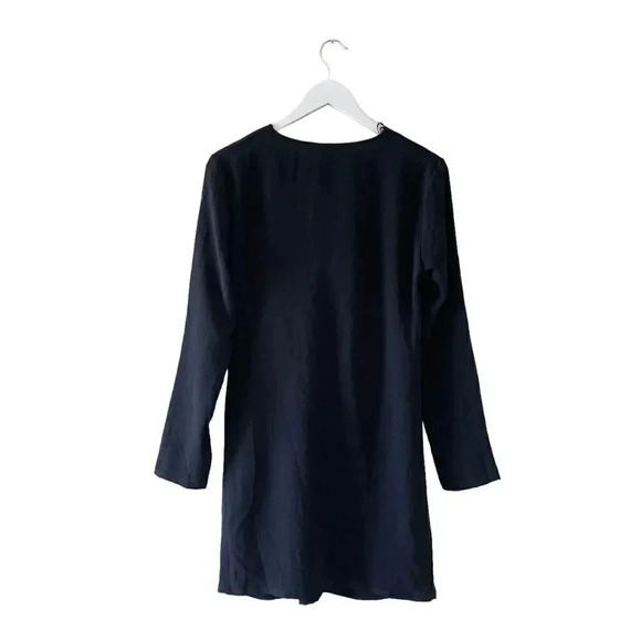 ZARA Black SHORT DRAPED DRESS Long Sleeves V-Neck Women’s Minimalist SZ S #1669 - Picture 9 of 14